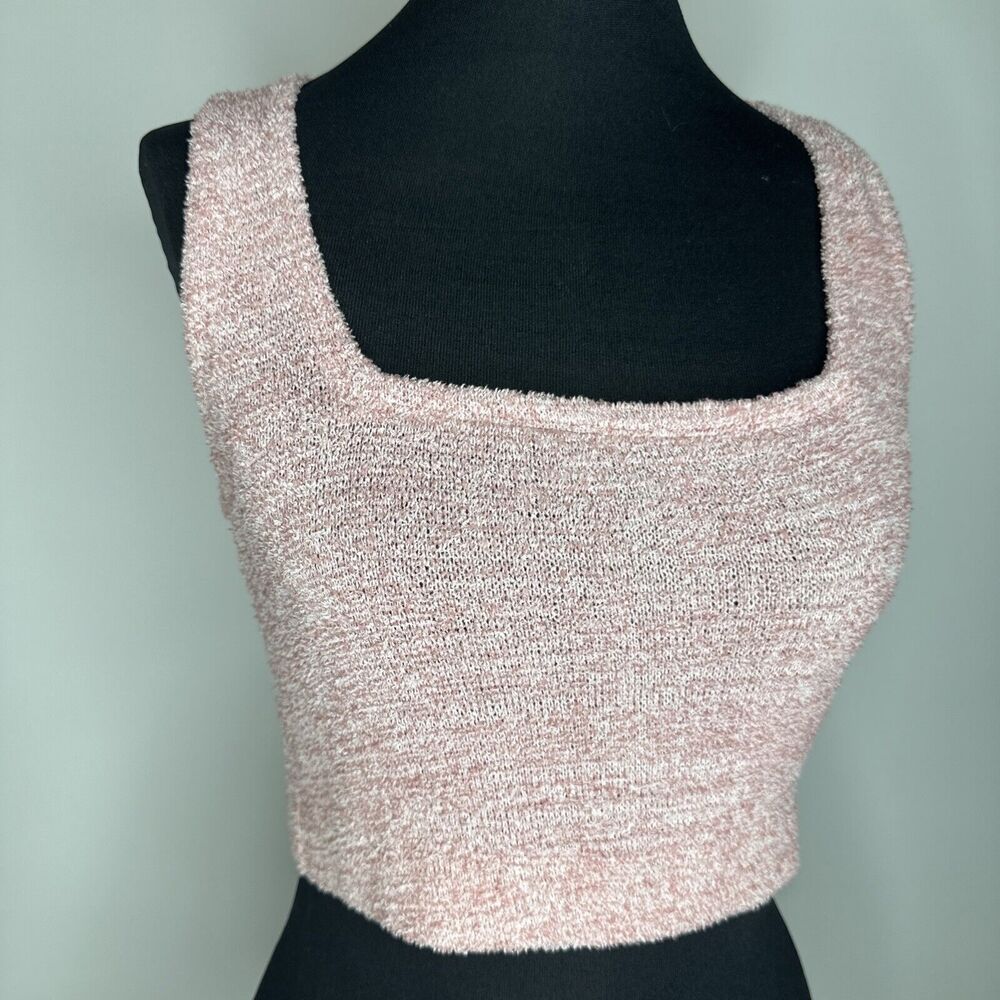 Jenni Style Not Size Pink Fuzzy Knit Tank Top Medium Withered Rose Fairycore
